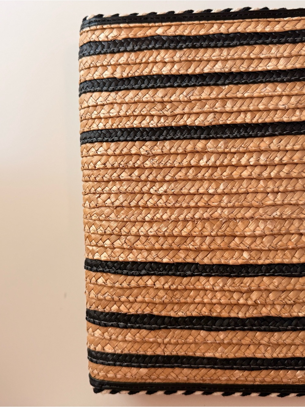 Rebecca Minkoff Natural Straw Clutch with Black Trim - Picture 3 of 8